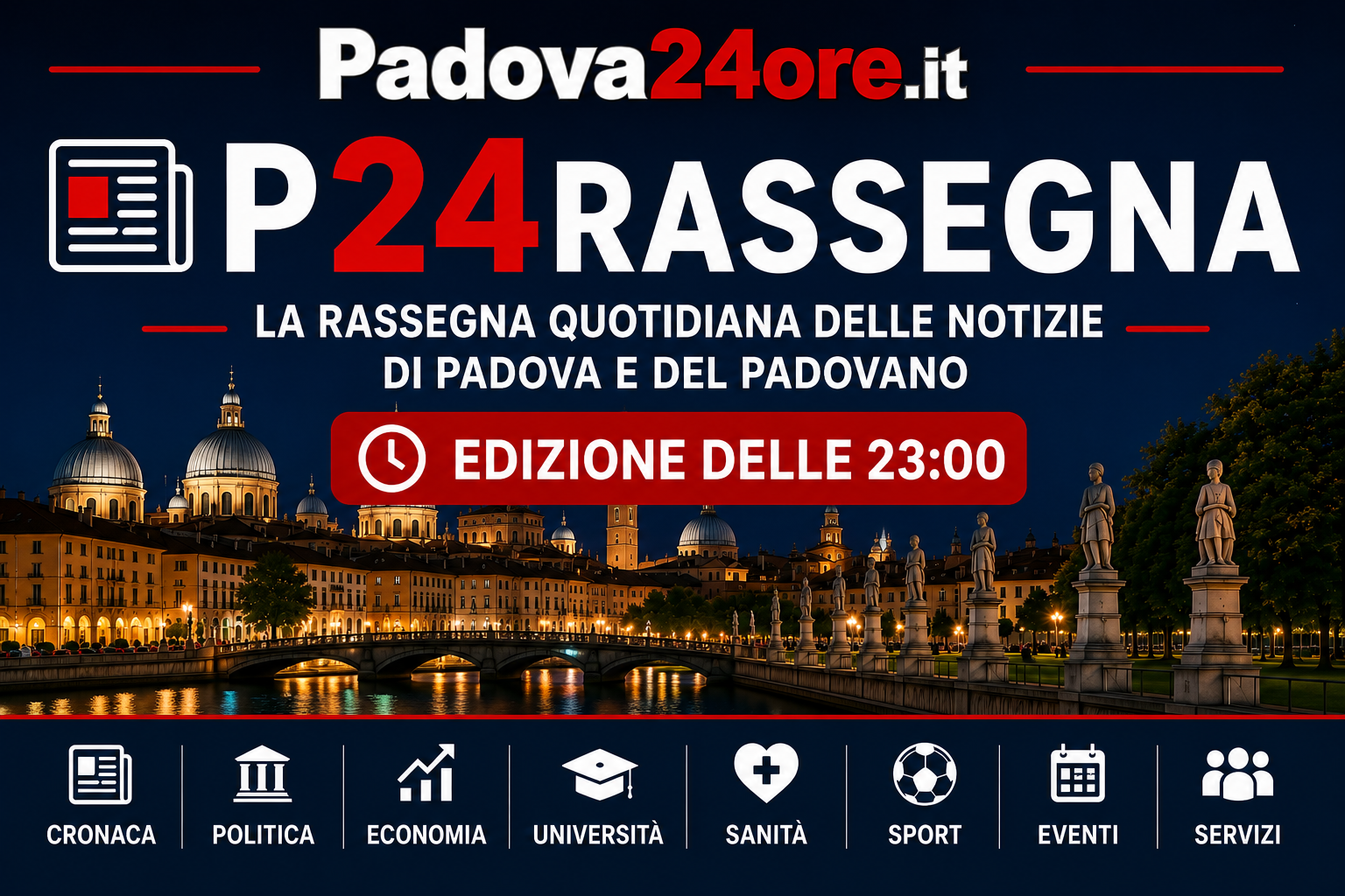 Notizie di Padova e del Padovano, ore 23