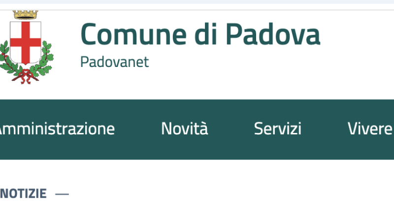 nuovo sito del Comune di Padova