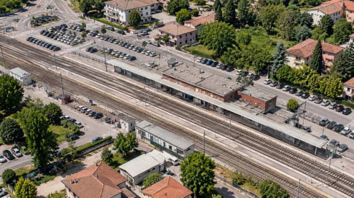Stazione Terme Euganee-Abano-Montegrotto, ricostruzione aerea illustrativa dello scalo ferroviario