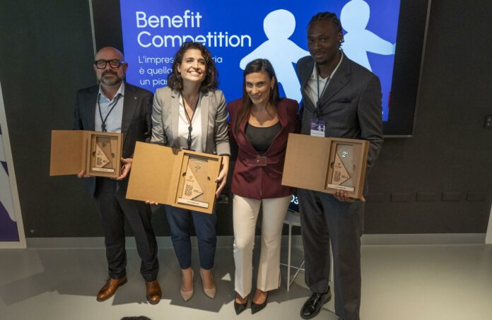 Benefit Competition a Padova: i vincitori Rego, Optimens e Maarmo con Azzurra Marchesano alla premiazione