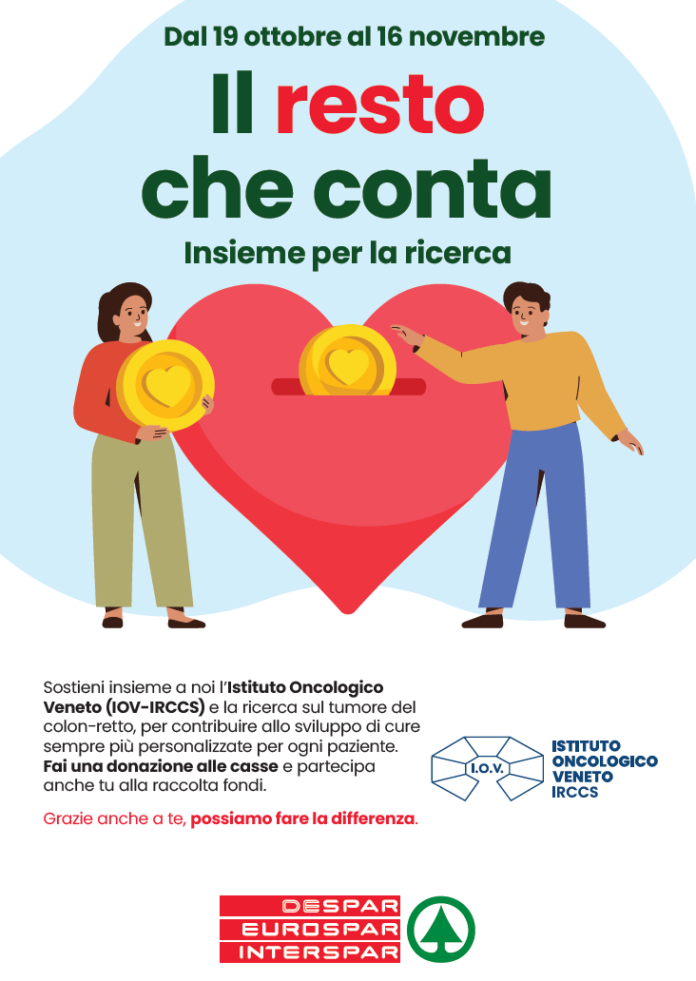 Locandina Il resto che conta: donazioni Despar per la ricerca IOV dal 19 ottobre al 16 novembre