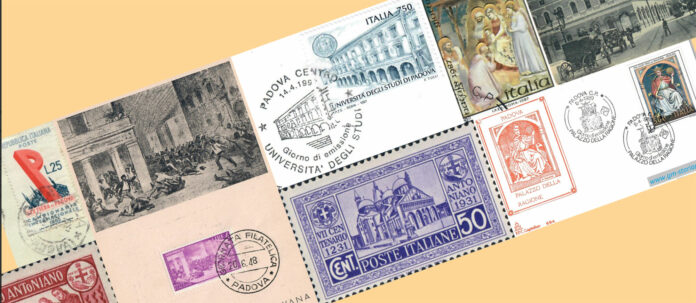 Posta e patrimonio: francobolli, cartoline e annulli dedicati a Padova nella grafica della mostra